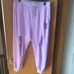White Birch Women’s Lavender Distressed Joggers
